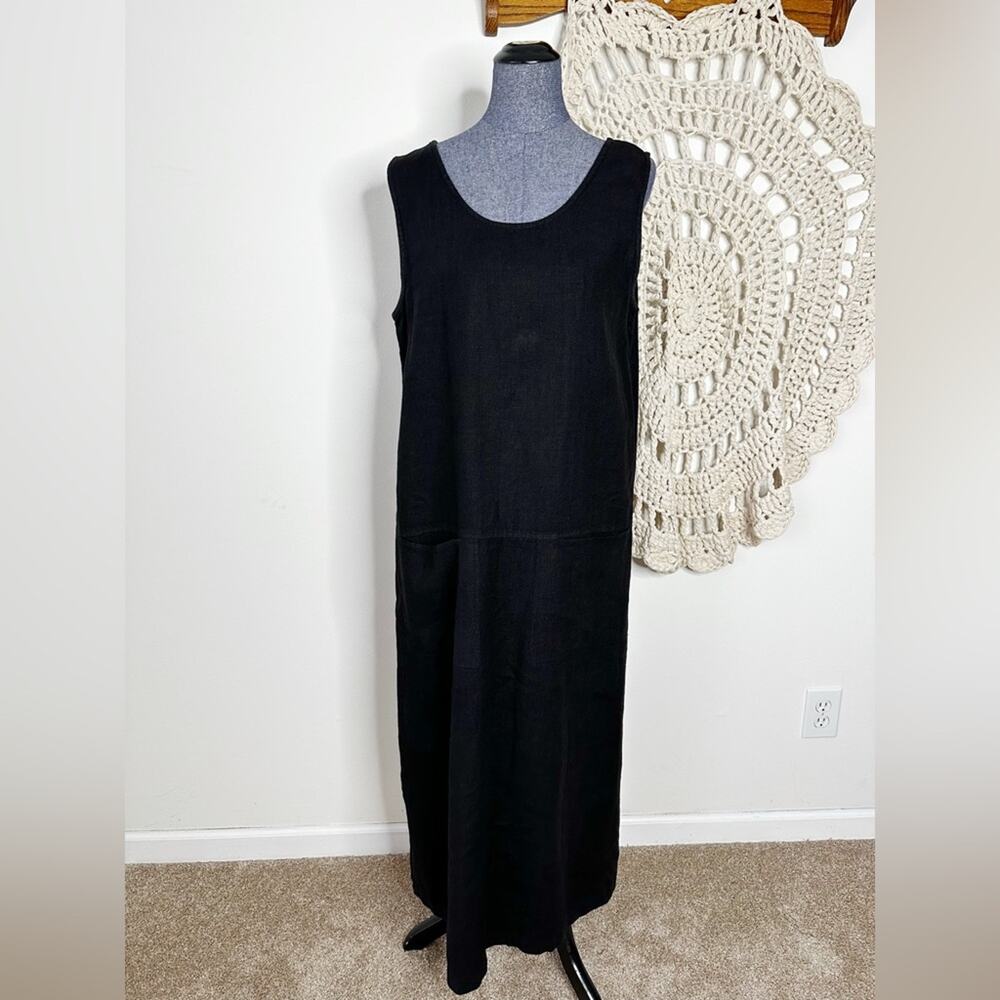Cut Loose Black Lagenlook Linen Maxi Dress Size Medium